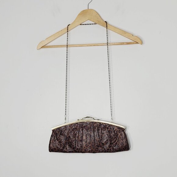 K Studio Vintage Women's Brown Leopard Printed Removable Chain Shoulder Bag - Picture 1 of 11